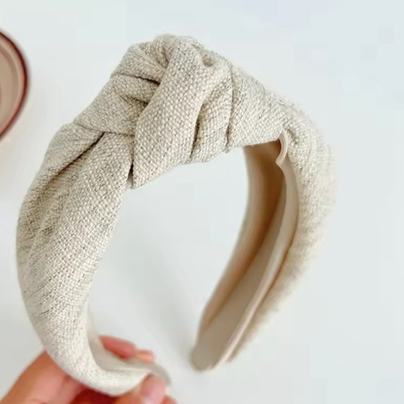 None Accessories - Wheat Herringbone Headband Fall Autumn Fashion Knot Headband Business Casual